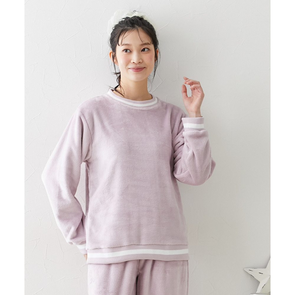 ふわぬくプレミアムフランネルシンプルルームウェア上下セット8