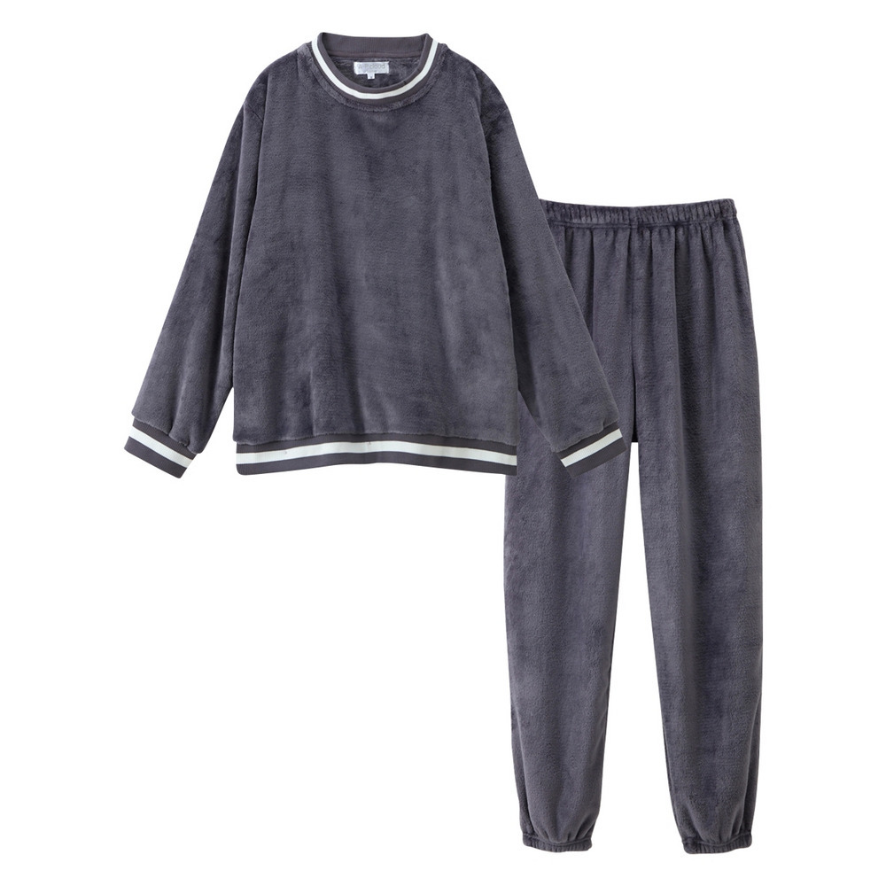 ふわぬくプレミアムフランネルシンプルルームウェア上下セット1