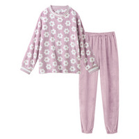 ふわぬくプレミアムフランネル総柄プリントルームウェア上下セット