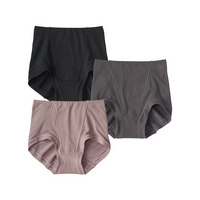 ウォームコア　綿混　吸湿発熱　お腹おさえ深ばき丈サポートショーツ３枚組