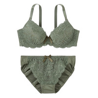 ダークカラーフロント総レースブラジャーショーツセット