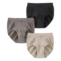 綿混伸びーるけどお腹を優しく引き締める深ばき丈ショーツ3枚組