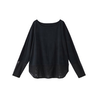 綿混吸汗速乾　シアー切替ボートネック長袖インナー