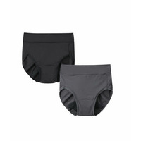 つるんと薄くてストレッチ　お腹らくちん深ばき丈サニタリーショーツ選べる昼・夜用2枚組（羽付ナプキン対応）