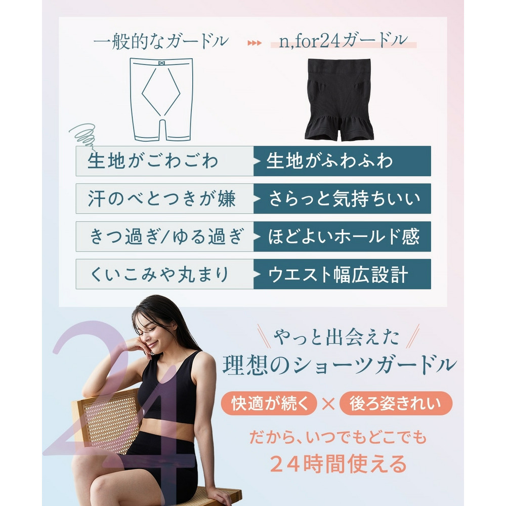 n,for24 いつでも着られるショーツガードル(綿混素材)3