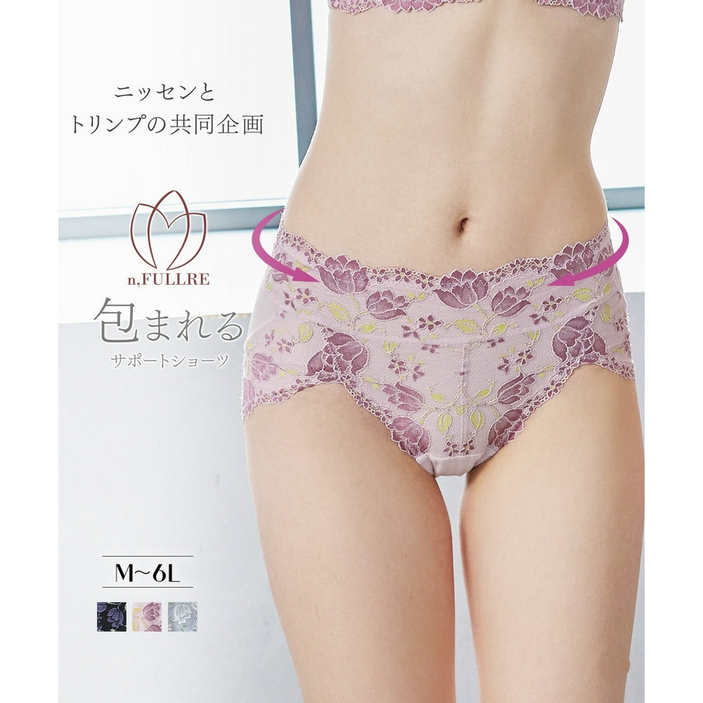 サポートやや深ばき丈コーディネートショーツ（チューリップ柄）（トリンプ）（n，FULLRE）