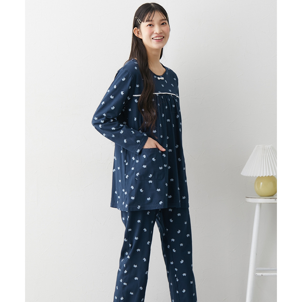 夏の綿100%パジャマ 薄手がうれしい長袖ルームウェア上下セット11