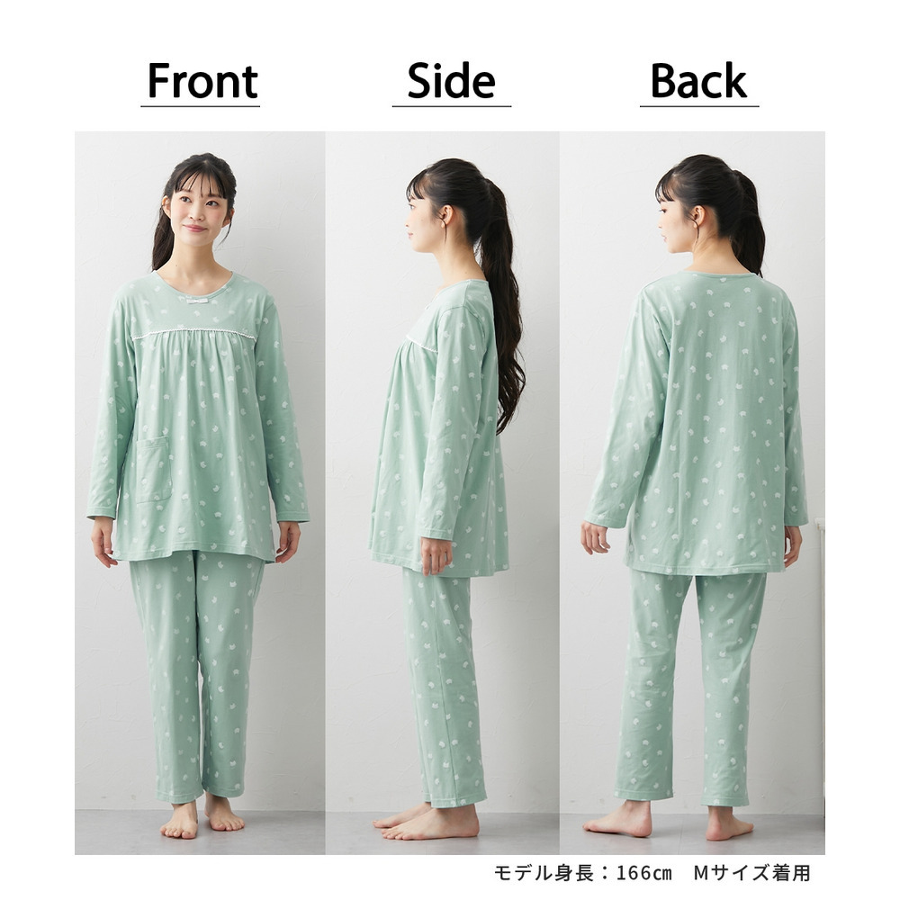 夏の綿100%パジャマ 薄手がうれしい長袖ルームウェア上下セット5