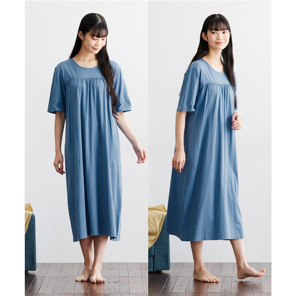 綿100%さらり天竺のルームワンピース7