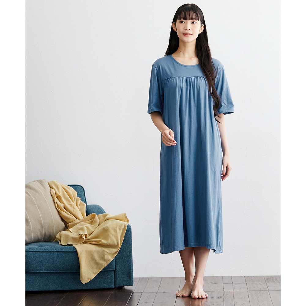 綿100%さらり天竺のルームワンピース8