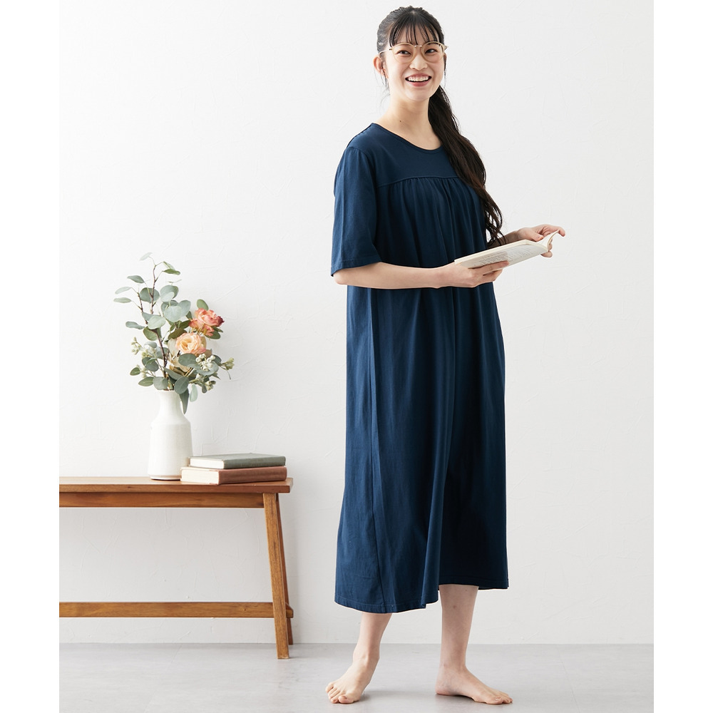 綿100%さらり天竺のルームワンピース9