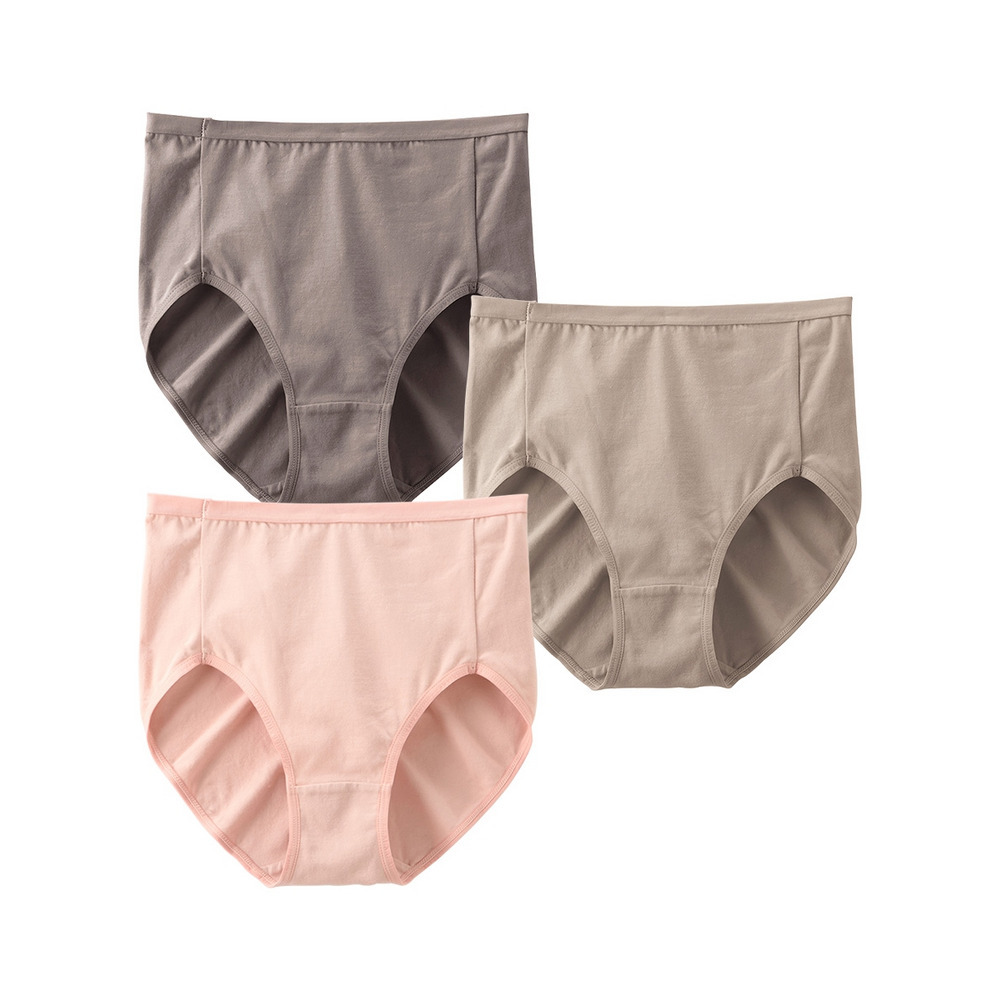 綿混ストレッチ シンプル深ばき丈ショーツ3枚組1