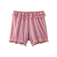 綿100％天竺　フリルレースバルーンショーツ