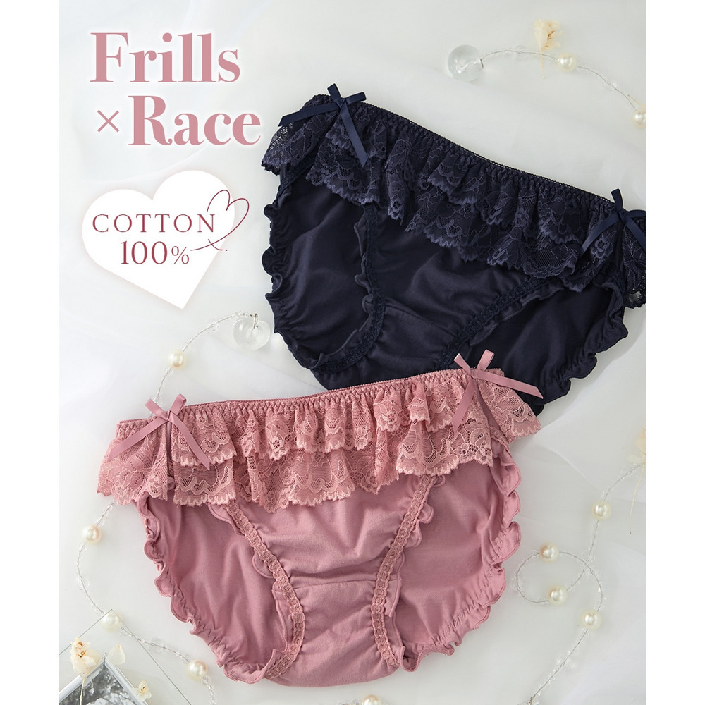 綿100%天竺 フリルレースショーツ1