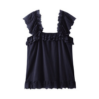 綿100％天竺　フリルレースキャミソール