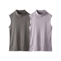 綿100％ハイネックノースリーブ2枚組