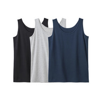 綿混吸汗速乾　ゆったりタンクトップ3枚組