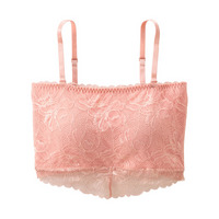 綿混　ストラップ取り外しできるレーシーチューブトップ