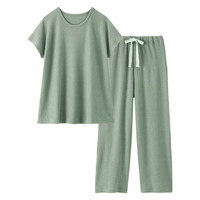 やわらかワッフル　着丈長めルームウェア上下セット