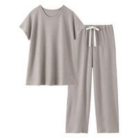 やわらかワッフル　着丈長めルームウェア上下セット