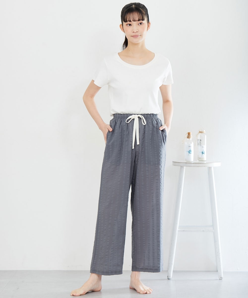 綿100%サッカー さらりと気持ちいいロングルームパンツ16