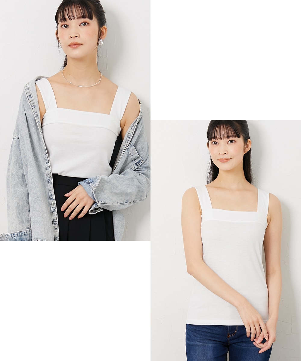 綿混吸汗速乾 チラ見え防止肩ひも太いタンクトップ【1枚から買える!】15