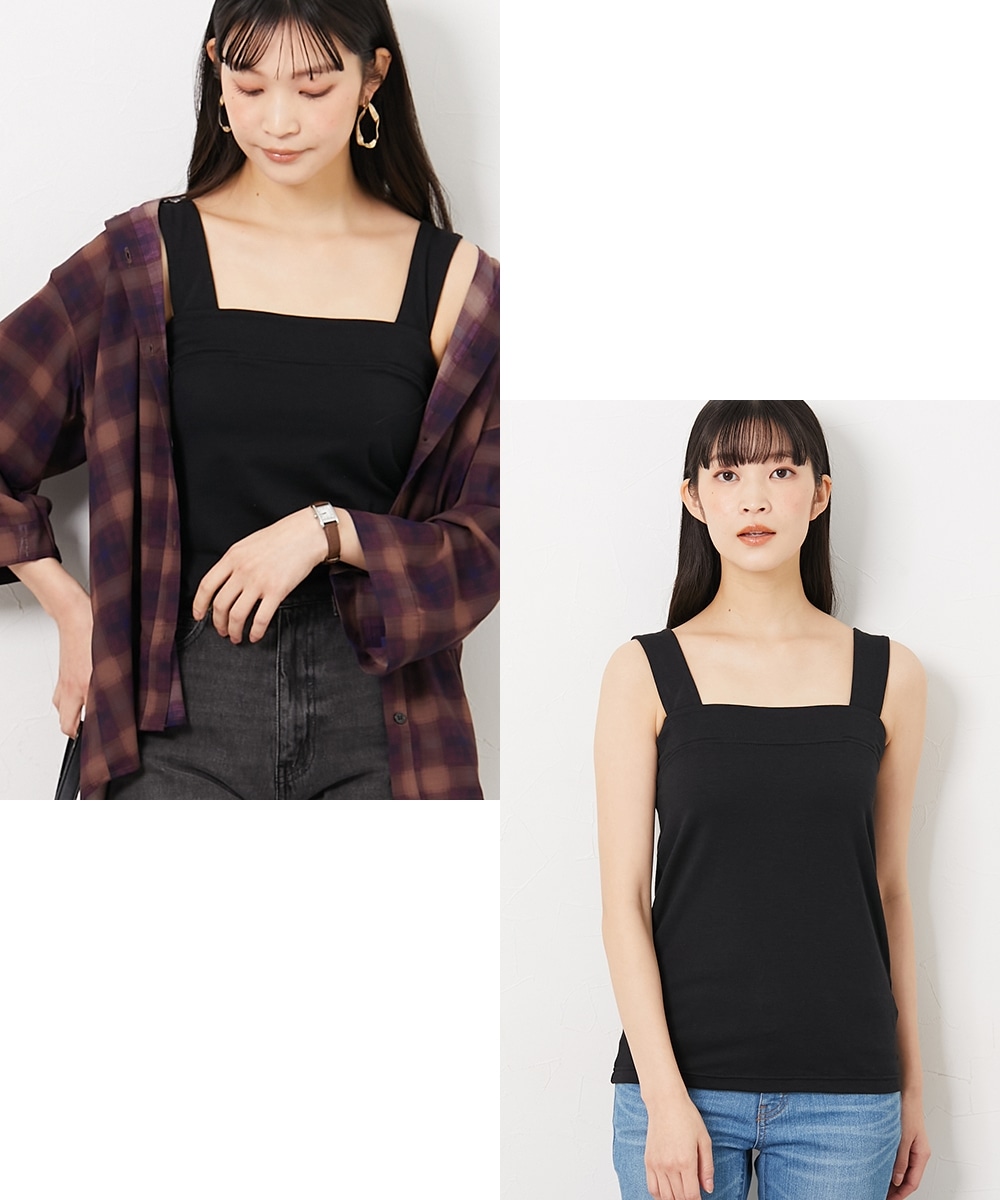 綿混吸汗速乾 チラ見え防止肩ひも太いタンクトップ【1枚から買える!】9
