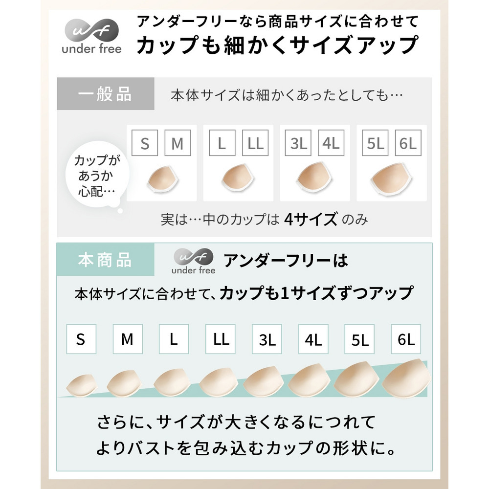 アンダーフリーコットン 綿100%ブラトップ長袖インナー(UVカット)16