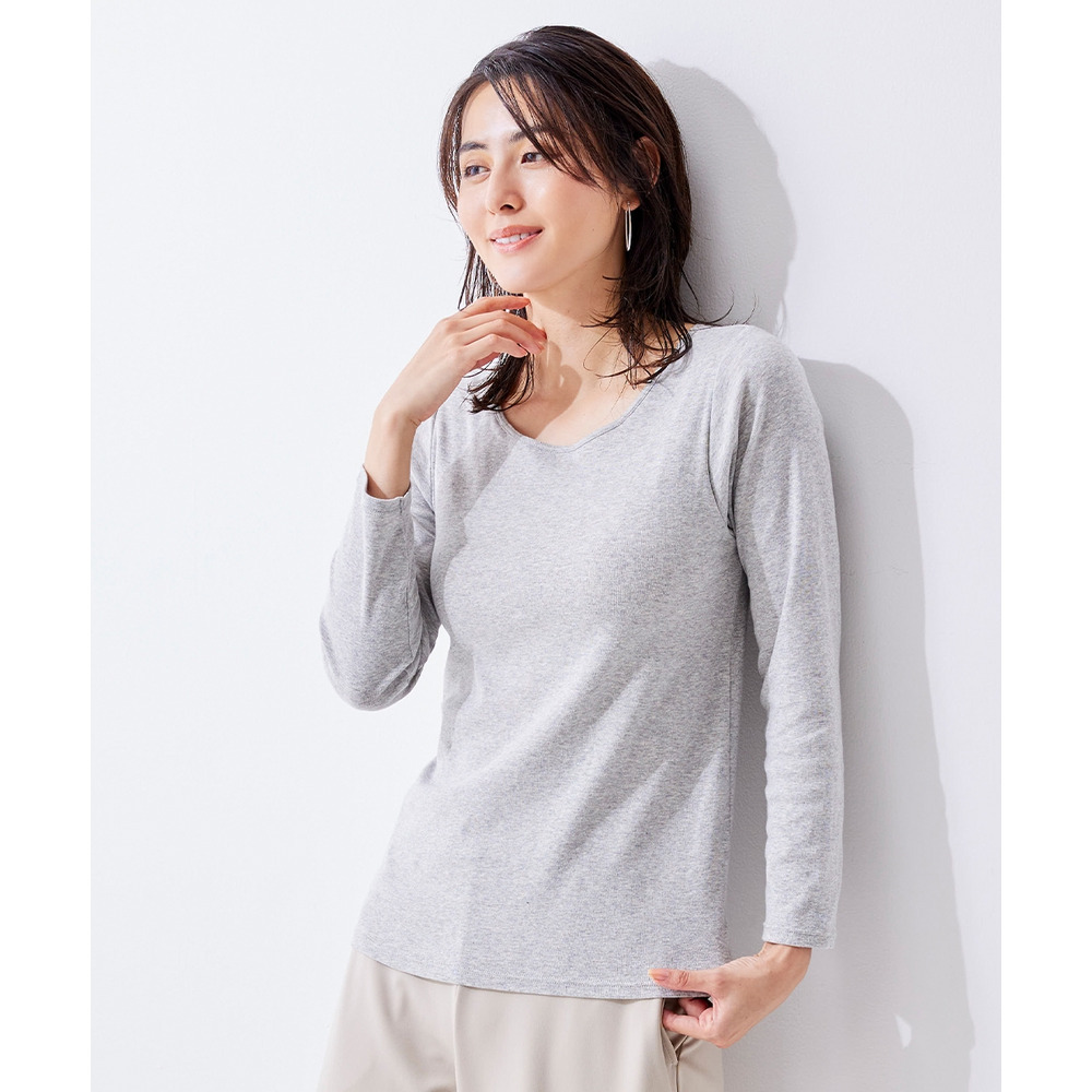 アンダーフリーコットン 綿100%ブラトップ長袖インナー(UVカット)18