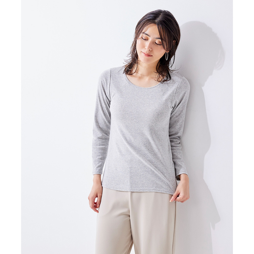 アンダーフリーコットン 綿100%ブラトップ長袖インナー(UVカット)19