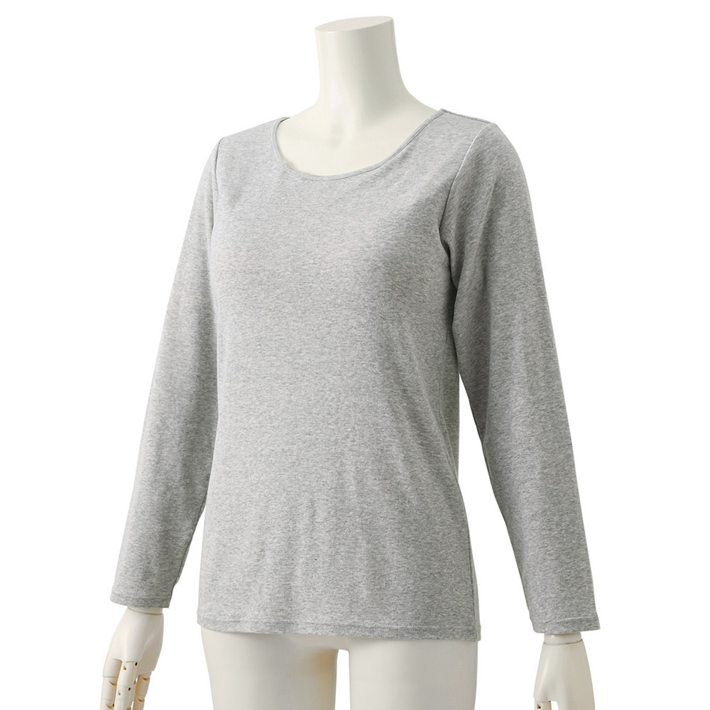 アンダーフリーコットン 綿100%ブラトップ長袖インナー(UVカット)23