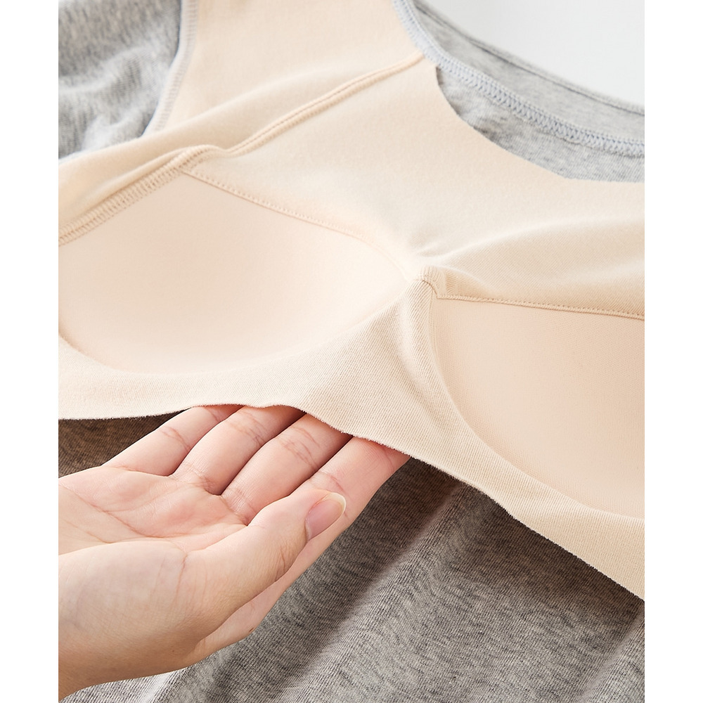 アンダーフリーコットン 綿100%ブラトップ長袖インナー(UVカット)28