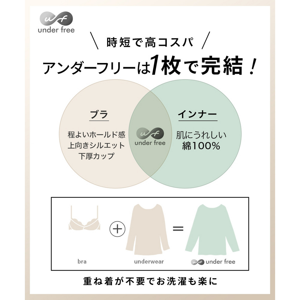 アンダーフリーコットン 綿100%ブラトップ長袖インナー(UVカット)6