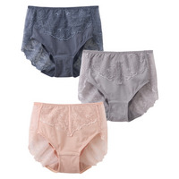 綿混ストレッチ　バックレース深ばき丈ショーツ３枚組