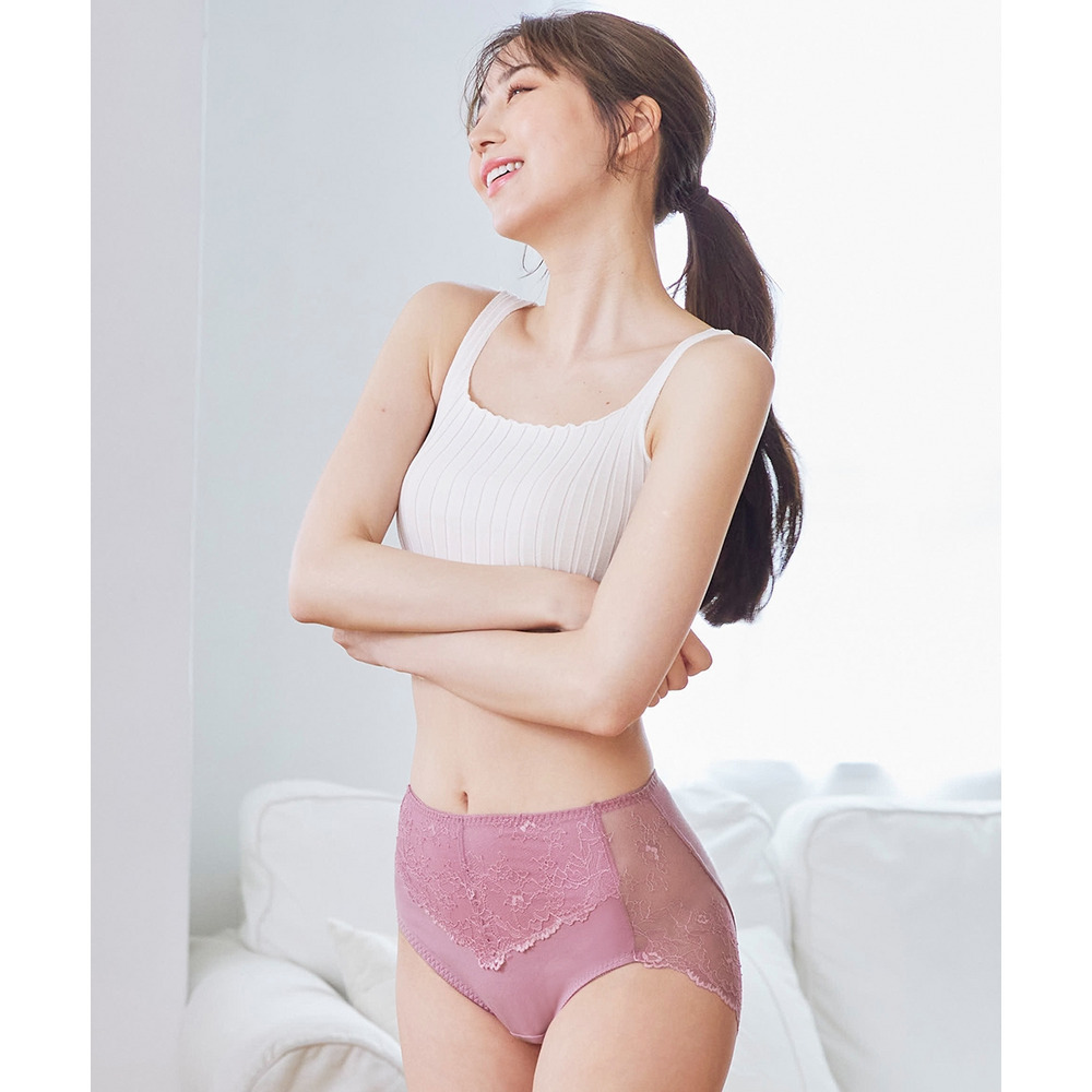 綿混ストレッチ バックレース深ばき丈ショーツ3枚組16