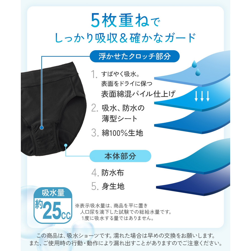 綿混ストレッチ お腹らくちん深ばき丈吸水サニタリーショーツ5