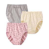 綿１００％プリント　ゴムが肌側にあたらない深ばき丈ショーツ３枚組