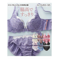 脇高編レースブラジャー・ショーツセット（トリンプ）