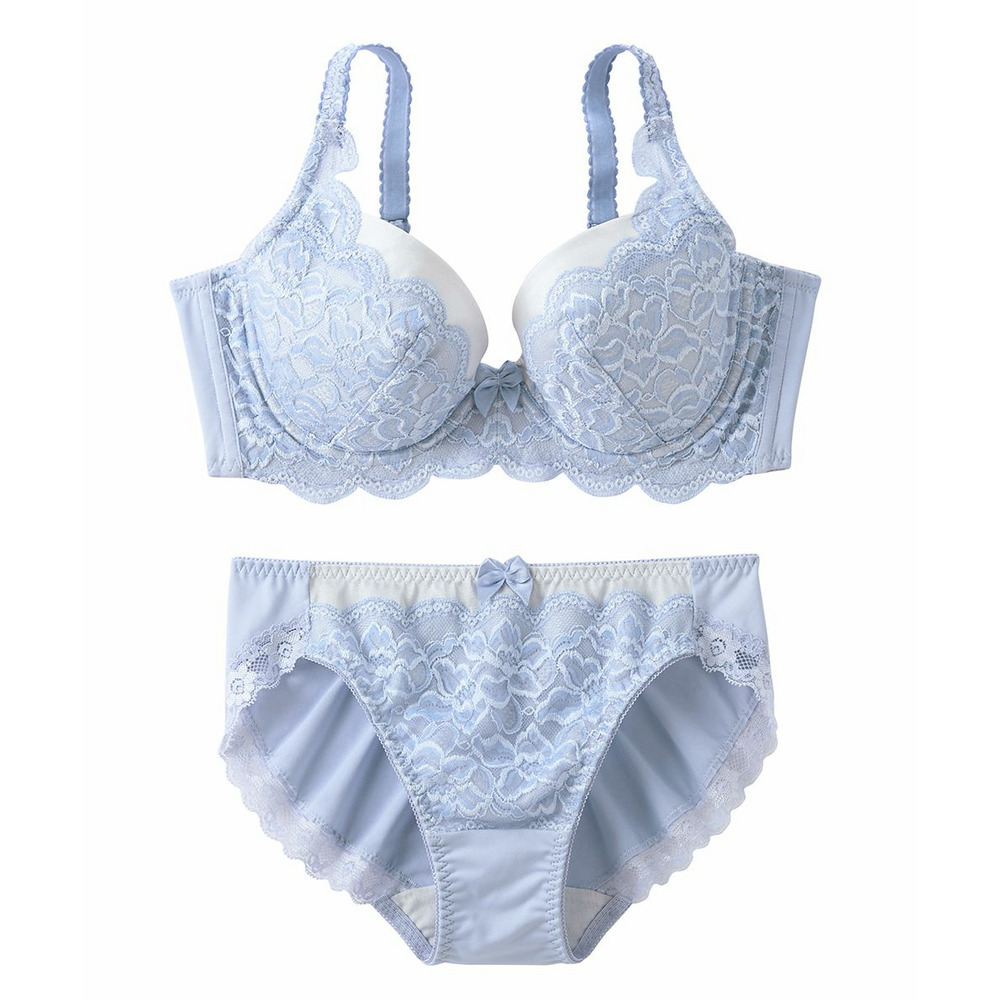 脇高編レースブラジャーショーツセット(トリンプ)1