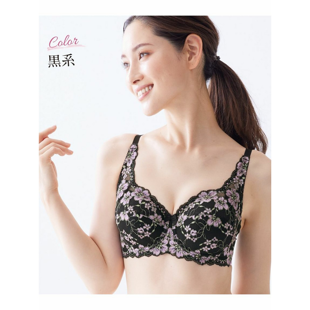 カラフルパレットフルカップブラジャー（アザレアフラワー柄）（日本製レース）9