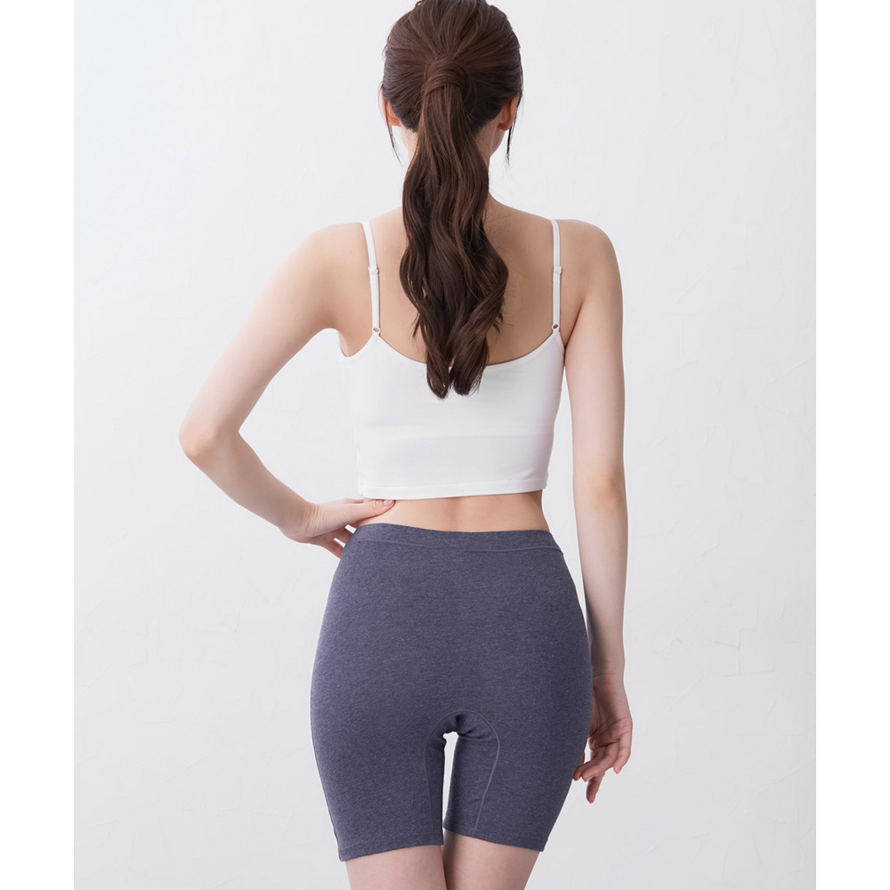 綿混ストレッチ お腹らくちん股ずれ防止レース付深ばき丈ロングショーツ3枚組19