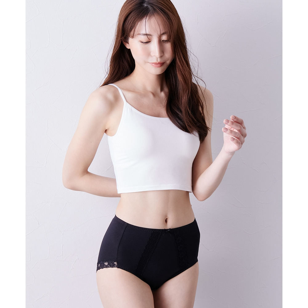 綿混ストレッチブラックカラー深ばきショーツ5枚組27