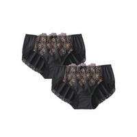 やや深ばき丈線画調レースペアショーツ2枚組（トリンプ）