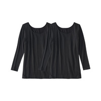 暑がりさんの冬インナー　襟ぐり広め丈長め長袖インナー２枚組（吸湿発熱・吸汗速乾・UVカット・静電防止）ウォームコアAIR