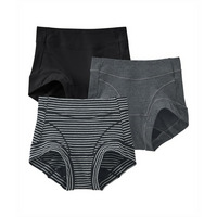 【365日使える】　綿混ストレッチお腹・脚口らくちん深ばき丈サニタリーショーツ昼用3枚組（羽付ナプキン対応）