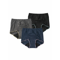 綿混ストレッチ　締め付けない深ばき丈サニタリーショーツ昼用３枚組（羽付ナプキン対応）