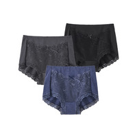 テンセルTM繊維・綿混ストレッチレーシー深ばき丈ショーツ３枚組