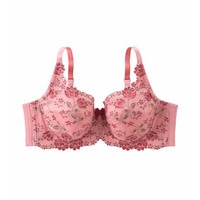 【新色ミントグリーン】脇高フルカップブラジャー（チューリップ柄）（日本製レース）（トリンプ）（n，FULLRE）