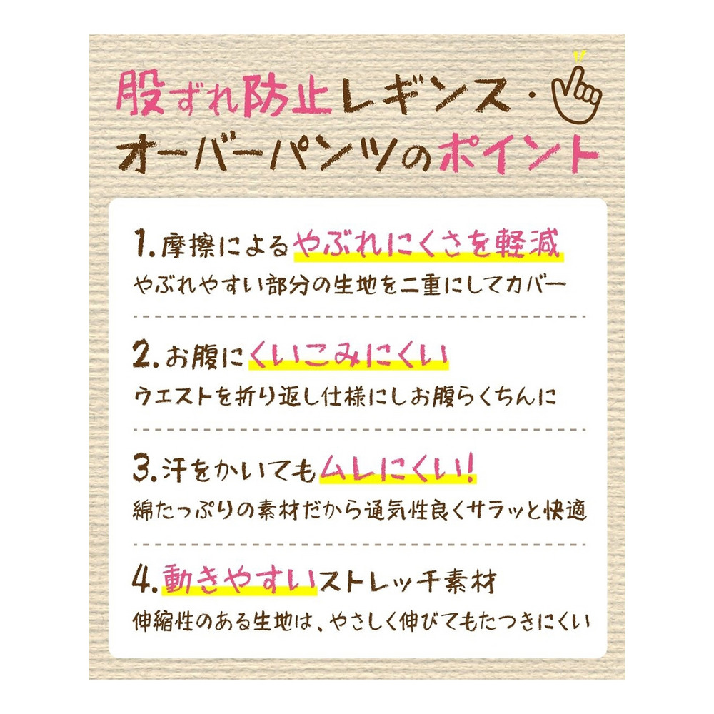 綿混　股ずれ防止5分丈オーバーパンツ3枚組7