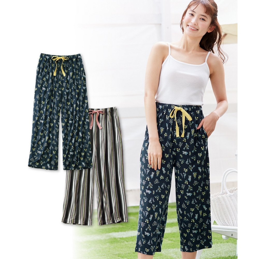 接触冷感 ゆったりシルエット 7分丈リラックスルームパンツ2枚組29